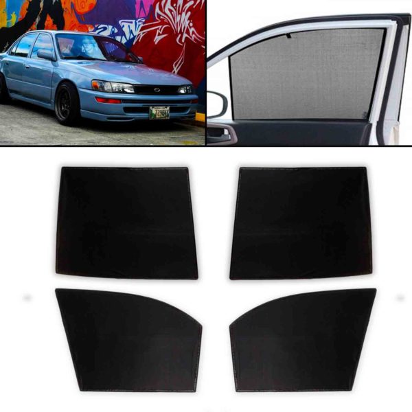 Toyota Corolla Window Sun Shade – Window Curtains (Black) Black 4 Piece | Model 1992–2001